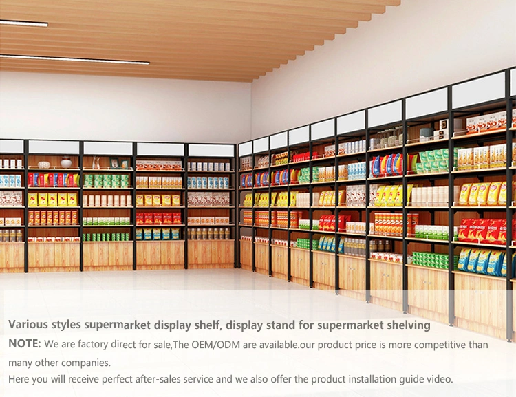 Shelves Supermarket Store Fruits and Vegetable Display Super Market Wood Grain Rack