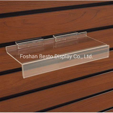 China Factory High Quality MDF Slatwall Transparent Acrylic Shoe Holder Display for Shoes Display in Supermarket/Shops/Stores