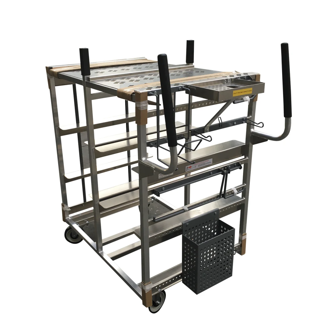 Aluminum Ladder Cart / Trolley for Supermarket Goods Replenishment