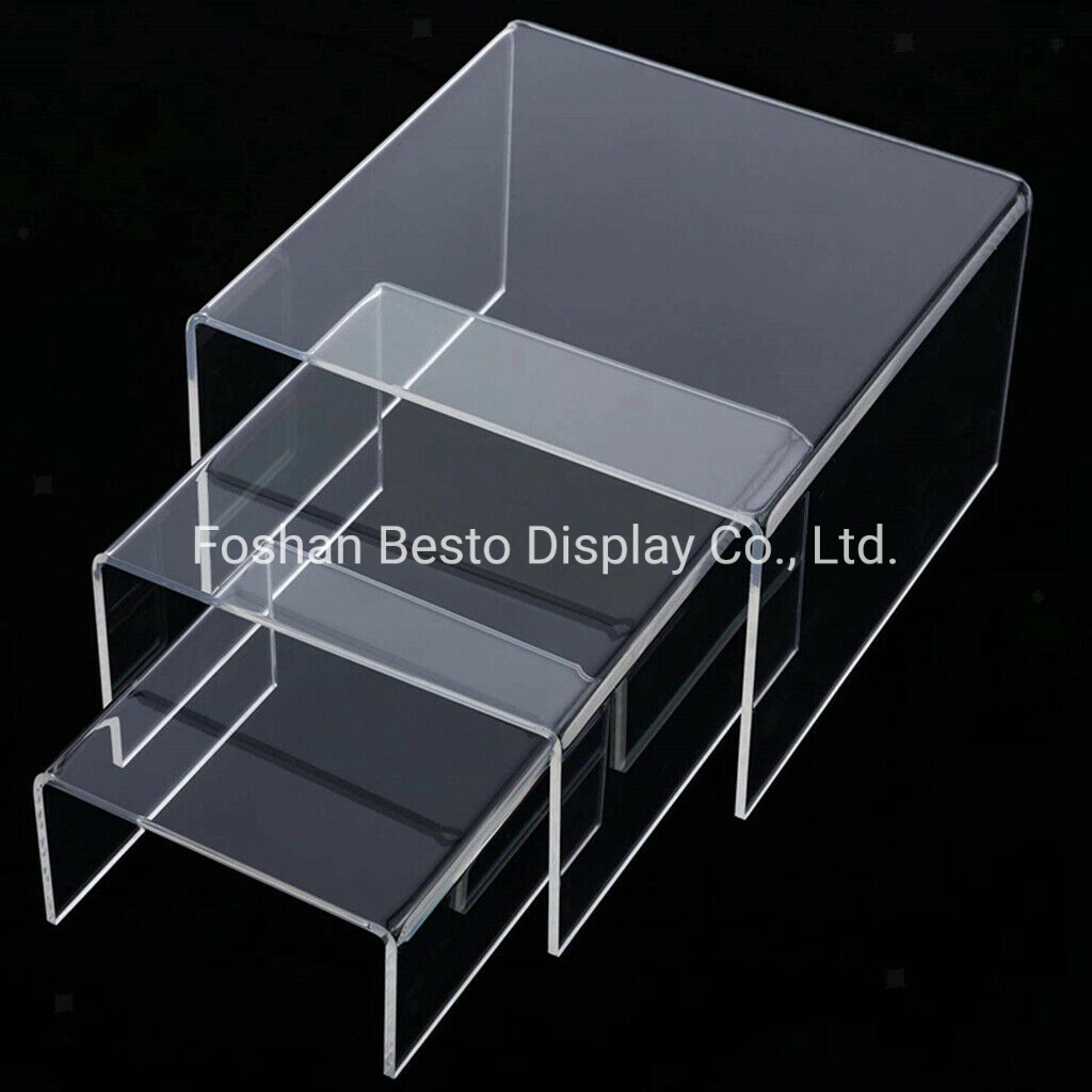Clear 3 Tier Set Acrylic Display for Shoes, Jewelry, Gift in Supermarket/Shops/Storage/Showroom
