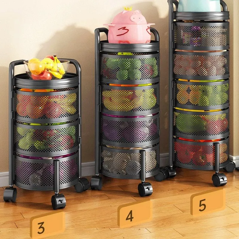 Rotating Shelf Multi-Function 3/4/5 Layers Round Vegetable Fruit Home Organizer Removable Kitchen Storage Rack