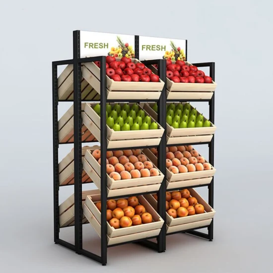 2021 Hot Selling Fruit Shelf Metal and Wooden Vegetable Rack