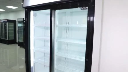 Hot Sale Supermarket Double Sliding Door Upright Display Refrigeration Equipment