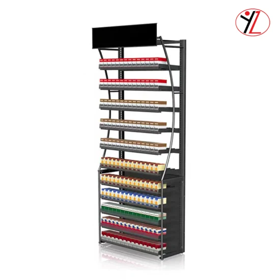 Customized Fashion Style Cosmetic Retail Hardware Display Racks and Cigarette Adjustable Metal Shelving for Shop
