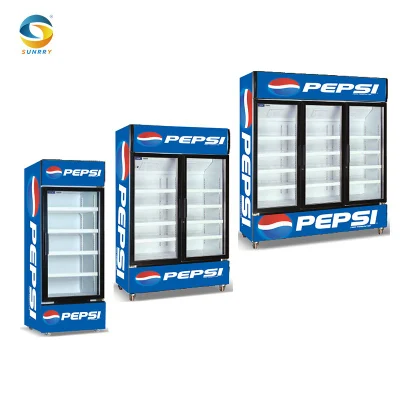 Pepsi Beverage Refrigerator Supermarket Display Freezer Vertical Commercial Beverage Freezer Refrigeration Equipment