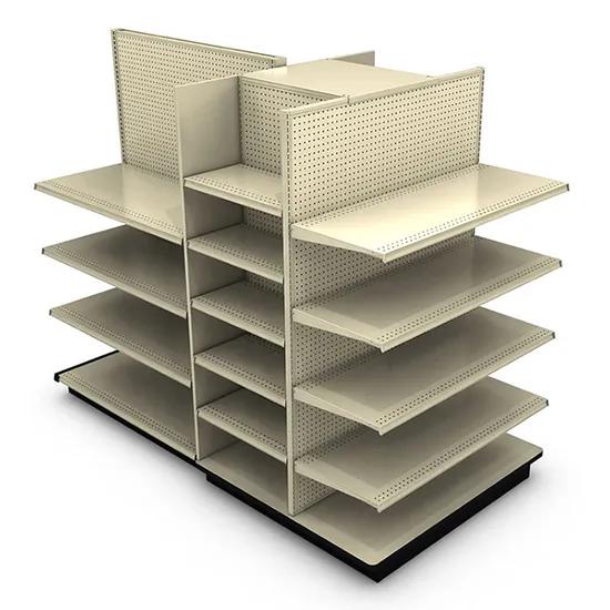 Customized Service Double Side Metal Central Island Design display Supermarket Shelves