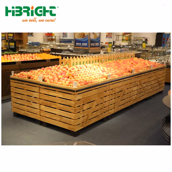 Shelves Supermarket Store Fruits and Vegetable Display Super Market Wood Grain Rack