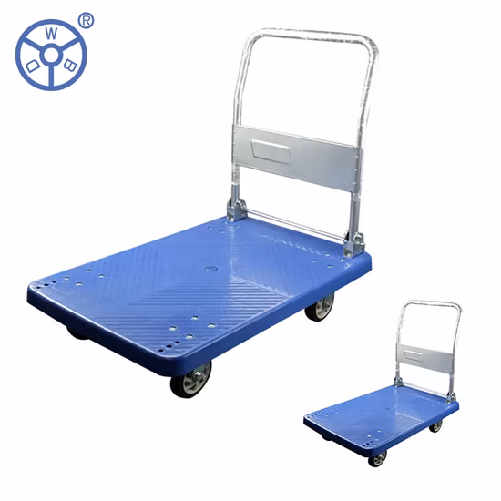 Wbd High Quality Blue Hand Trolley Low Price Warehouse Supermarket Hand Pull Trolley