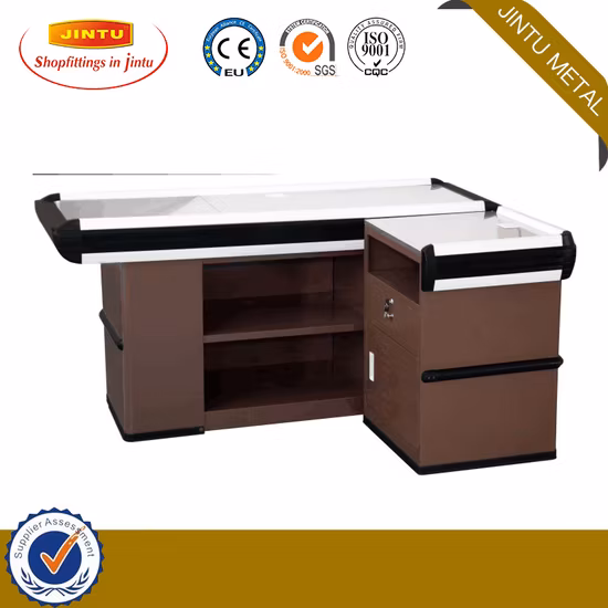 Checkout Counter with Electronic Conveyor Belt for Supermarket Manufacturer