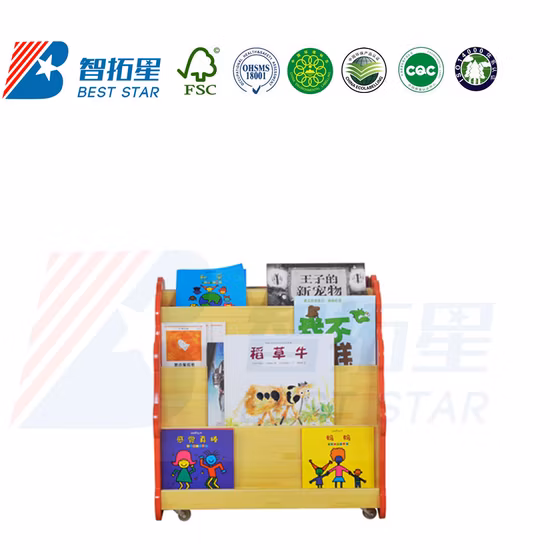 Preschool Furniture, School Library Book Rack, Wooden Display Child Storage Book Shelf, Kids Bookcase Bookshelf